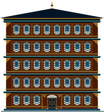 School building. Flat design Style. Architectural school building, primary school or hotel or residential apartment or hospital building