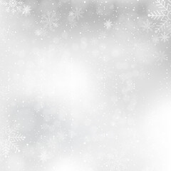 Silver winter background with snowflakes