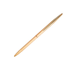 Golden pen isolated on white background.Clipping path