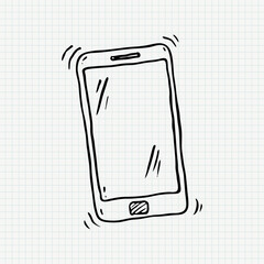 Doodle phone on white paper background