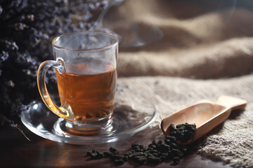 Brewed tea on a serving table