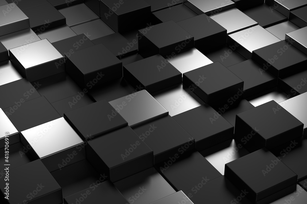 Sticker abstract background of cube with luxury concepts. 3d rendering.