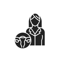 Obstetrician gynecologist glyph black icon. Female reproductive system checkup. Sign for web page, mobile app, button, logo.
