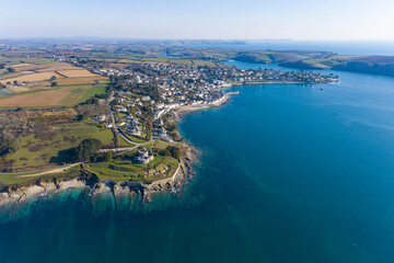 Fototapeta premium Aerial photograph of St Mawes near Falmouth, Cornwall, England