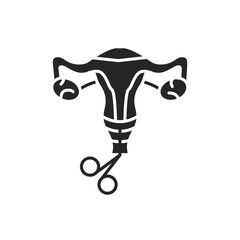 Cervical biopsy glyph black icon. Female reproductive system checkup. Sign for web page, mobile app, button, logo.