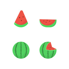 collection of icons or illustrations of watermelon fruit. watermelon pieces. flat style. sticker vector design