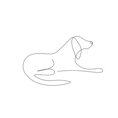 Dog animal one line drawing, vector illustration