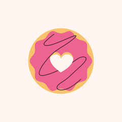 Donut heart illustration. Sweet love
