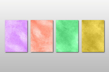 Set of creative minimalist hand painted Wedding Invitation With abstract watercolor arts background