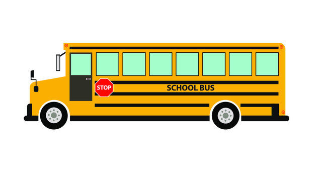 Side door of school bus illustration of school kids riding yellow school bus transportation education. Travel automobile school bus. realistic illustration of side door of school bus vector. 