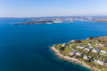 Aerial photograph of St Mawes near Falmouth, Cornwall, England