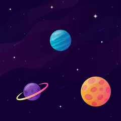 Obraz na płótnie Canvas Vector illustration of space. Planets, and stars