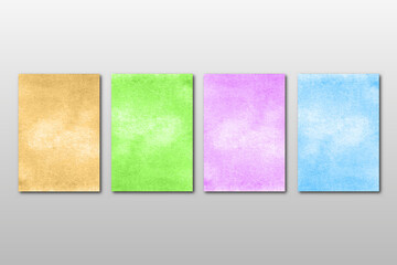 Set of creative minimalist hand painted Wedding Invitation With abstract watercolor arts background