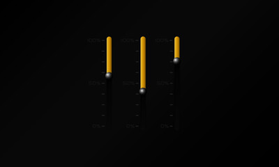 Audio device Volume control sliders on panels Graphic Element EQ with speaker symbols