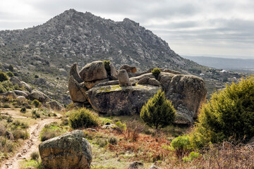 Riscos de granito en la Sierra de la Cabrera. Madrid. España. Europa.