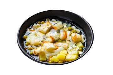 vegetable soup pasta first course broth, potatoe, cauliflower, carrot no meat vegetarian or vegan portion on the table meal snack top view copy space for text food background