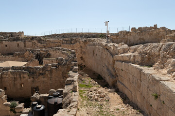 The inner  part of the ruins of the palace of King Herod - Herodion in the Judean Desert, in Israel