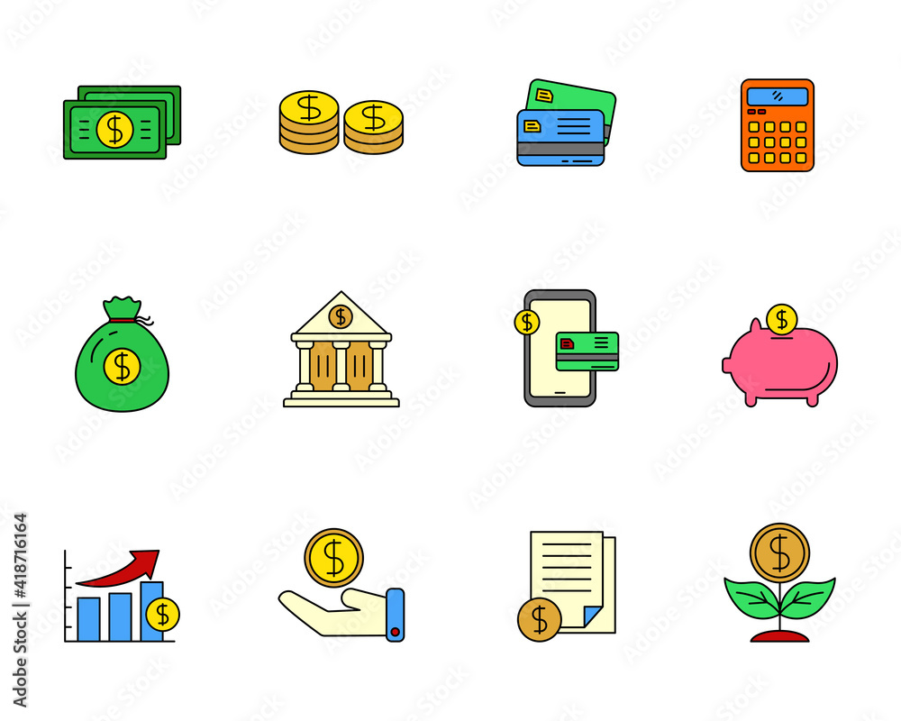 Canvas Prints set of finance vector illustration isolated on white background. finance and money icon collection w
