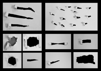 Ripped paper isolated on black background