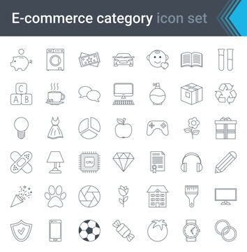 E-commerce and online shopping simple icon set isolated on white background. High quality vector
