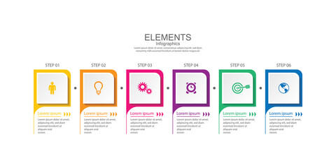 Presentation business infographic template colorful with 6 step