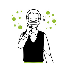 Illustration of a senior worried about infectious diseases, upper body.