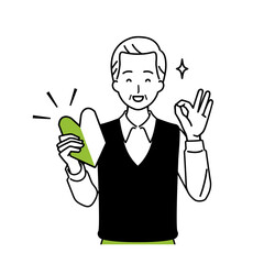 Illustration of senior beginners OK, upper body.