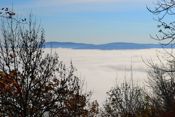 above the clouds in mountains