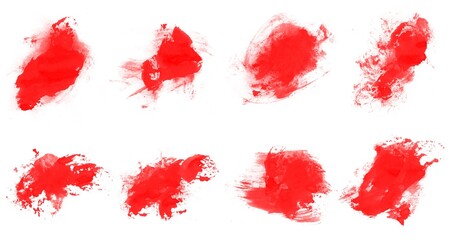 Set of beautiful red watercolor brushes for painting