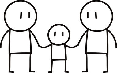 親子三人で手をつないでいるベクターイラスト性別なし