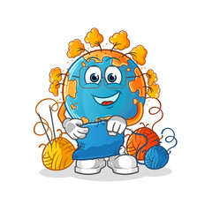 autumn earth tailor mascot. cartoon vector