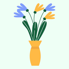 Vase with spring flowers isolated on background