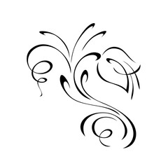 decorative element with one stylized flower bud and ornate ornament