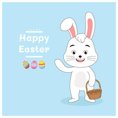 Easter background with rabbit and egg paint