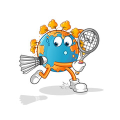 autumn earth playing badminton illustration. character vector