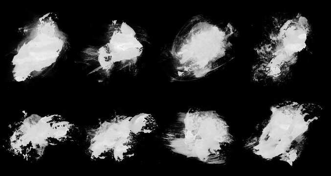 Set of white vector smear brushes for art design