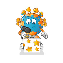 autumn earth play whack a mole mascot. cartoon vector