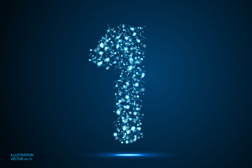 Abstract number one, figure 1, consisting of triangles, circles, spots of decay, stars. Vector eps 10.