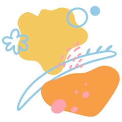 modern abstract spot elements. Modern trendy graphic design template for poster, card, cover. Scandinavian style social media design. Hand drawn illustration. yellow and orange spots.