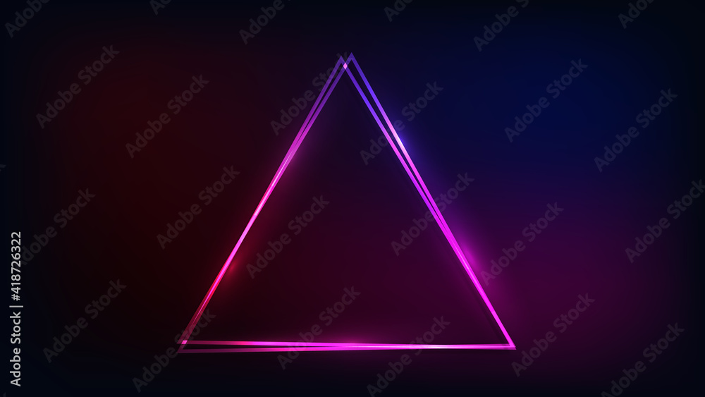 Wall mural neon double triangular frame with shining effects