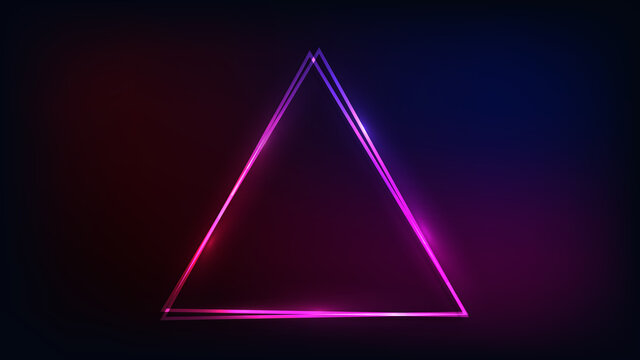 Neon double triangular frame with shining effects