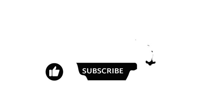 Like, Subscribe, Reminder Button. 2D hand drawn frame-by-frame animation of elements for YouTube Channel. Black and white icons with liquid effect. Alpha Matte