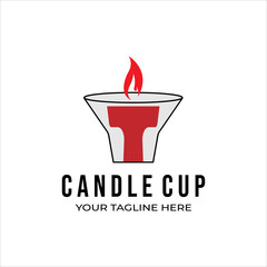 candle cup vintage logo vector illustration template design