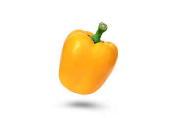 Fresh yellow bell pepper on white background