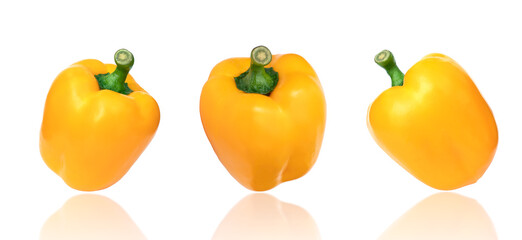 Fresh yellow bell pepper on white background