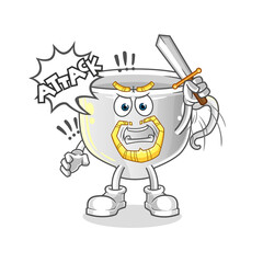 Obraz premium cup knights attack with sword character. cartoon mascot vector