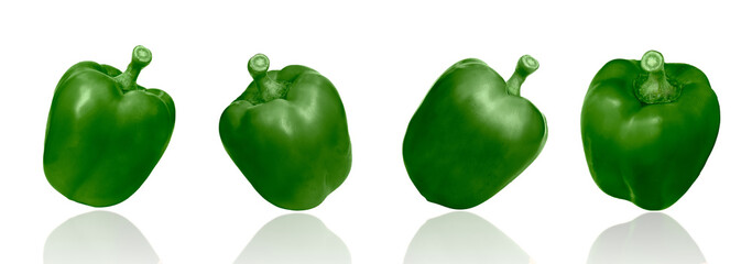 Fresh green bell peppers. Isolated on white background