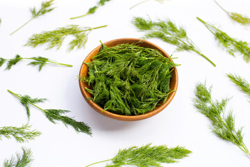 Fresh green dill on white.