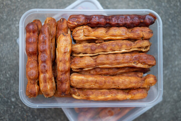 Fresh tamarind peel without shell. Concept of food preservation in Thai style