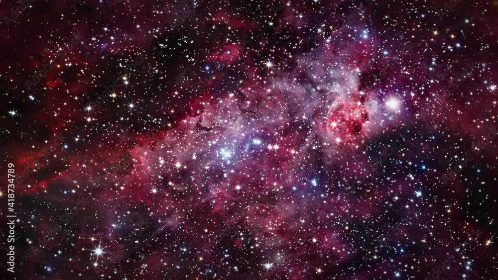 Wall mural loop space flight deep space exploration travel to the great carina nebula ngc 3372. star field gala